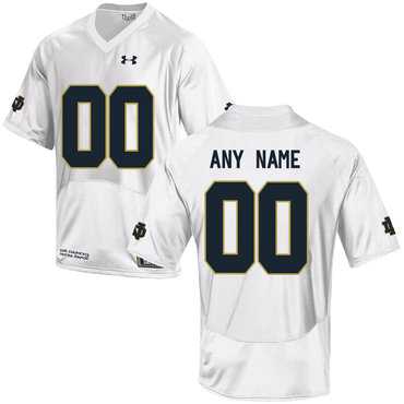 Men%27s Notre Dame Fighting Irish White Customized College Football Jersey